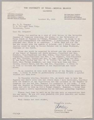 [Letter from Chauncey D. Leake to I. H. Kempner, October 29, 1949]