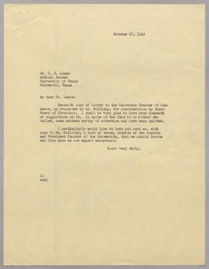 [Letter from I. H. Kempner to Chauncey D. Leake, October 27, 1949]