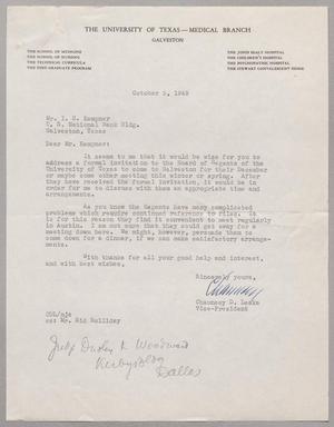 Primary view of object titled '[Letter from Chauncey D. Leake to I. H. Kempner, October 5, 1949]'.