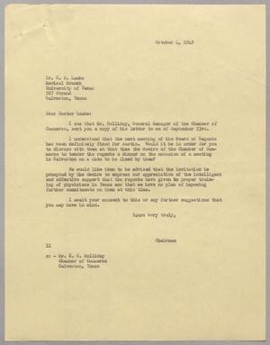 [Letter from I. H. Kempner to Chauncey D. Leake, October 4, 1949]