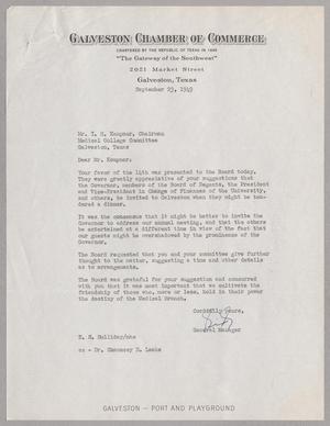 [Letter from E. S. Holliday to I. H. Kempner, September 23, 1949]