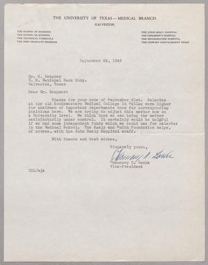 [Letter from Chauncey D. Leake to I. H. Kempner, September 22, 1949]
