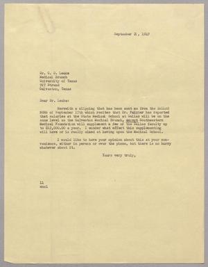 [Letter from I. H. Kempner to Chauncey D. Leake, September 21, 1949]