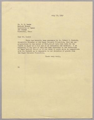 [Letter from I. H. Kempner to Chauncey D. Leake, July 9, 1949]