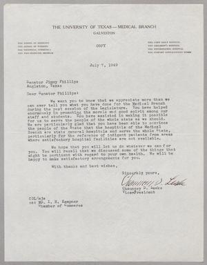 [Letter from Chauncey D. Leake to Jimmy Phillips, July 7, 1949]
