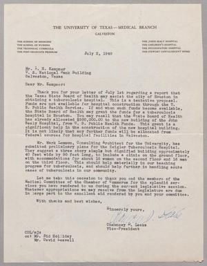 [Letter from Chauncey D. Leake to I. H. Kempner, July 2, 1949]