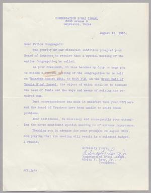 [Letter from Adrian F. Levy, Jr., August 12, 1955]