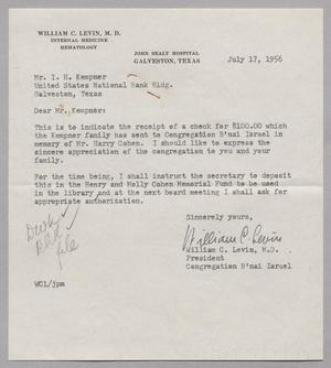 [Letter from William C. Levin to Mr. I. H. Kempner, July 17, 1956]