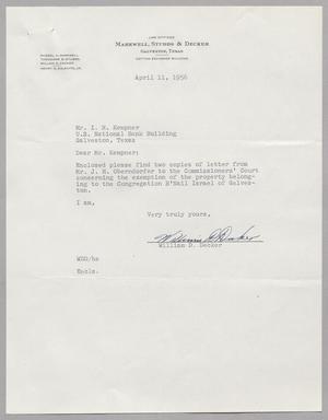 [Letter from William D. Decker to I. H. Kempner, April 11, 1956]