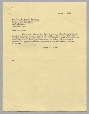 [Letter from Mr. I. H. Kempner to Dr. Peter B. Kamin, March 17, 1956]