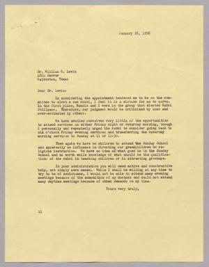 [Letter from I. H. Kempner to Dr. William C. Levin, January 26, 1956]