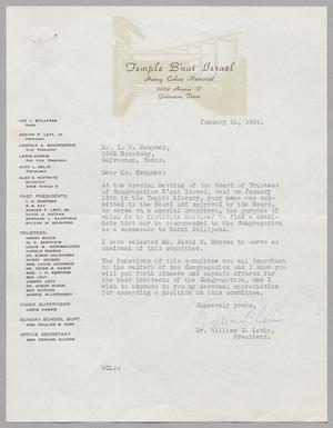 [Letter from Dr. William C. Levin to I. H. Kempner, January 20, 1956]