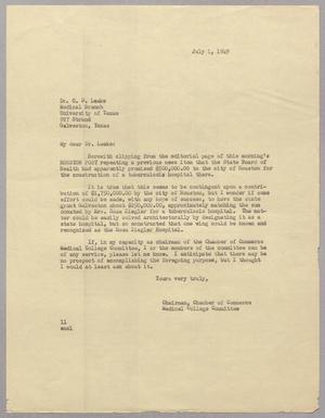[Letter from I. H. Kempner to Chauncey D. Leake, July 1, 1949]
