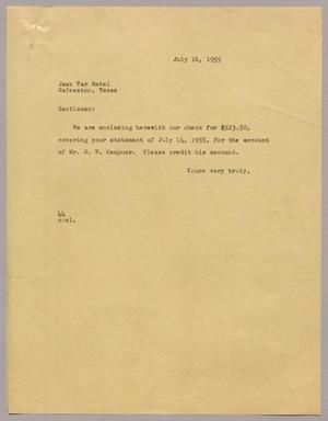 [Letter from A. H. Blackshear, Jr. to Jack Tar Hotel July 16, 1955]