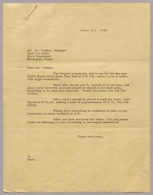 [Letter from D. W. Kempner to Jim Webber, June 27, 1955]
