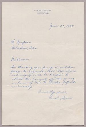 [Letter from Curt Lewis to I. H. Kempner, June 21, 1955]