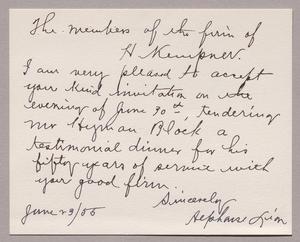 [Letter from Stephanie Lion to the Members of H. Kempner, June 23, 1955]