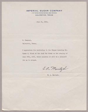 [Letter from E. A. Mantzel to I. H. Kempner, June 21, 1955]