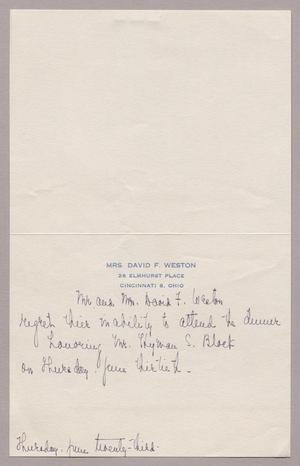 [Letter from Mrs. David F. Weston, June 23, 1955]