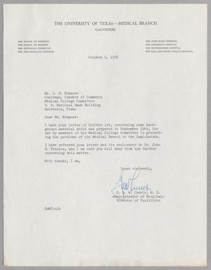 [Letter from G. A. W. Currie to Isaac H. Kempner, October 3, 1956]