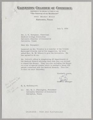 [Letter from E. S. Holliday to Isaac H. Kempner, July 3, 1956]
