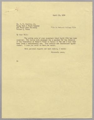 [Letter from Isaac H. Kempner to W. W. Overton, Jr., April 19, 1956]