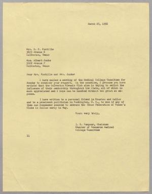 [Letter from I. H. Kempner to Mrs. B. P. Fontile and Mrs. Albert Janke, March 28, 1956]