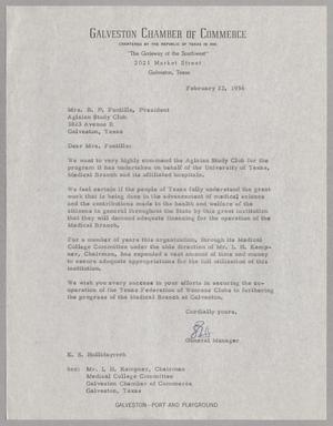 [Letter from  E. S. Holliday to B. P. Fontille, February 22, 1956]