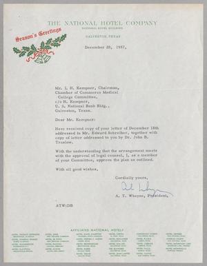 [Letter from A. T. Whayne to Isaac H. Kempner, December 20, 1957]