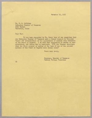 [Letter from Isaac H. Kempner to E. S. Holliday, November 18, 1957]