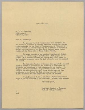 [Letter from I. H. Kempner to T. D. Armstrong, April 26, 1957]
