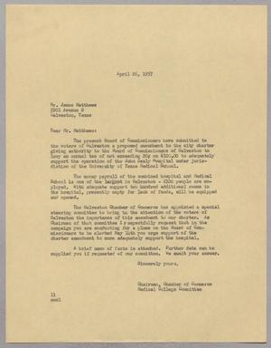 [Letter from I. H. Kempner to James Matthews, April 26, 1957]