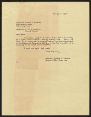 [Letter from  I. H. Kempner to Galveston Chamber Of Commerce, January 31, 1957]