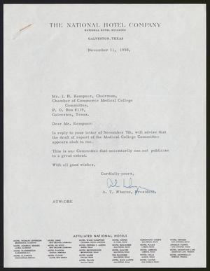 [Letter from A. T. Whayne to I. H. Kempner, November 11, 1958]