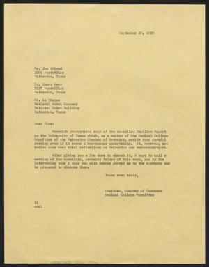 [Letter from Isaac H. Kempner to Medical College Committee, September 29, 1958]