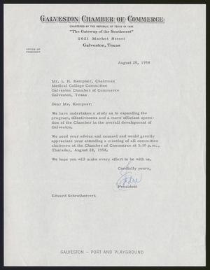 [Letter from Edward Schreiber to Isaac H. Kempner, August 20, 1958]