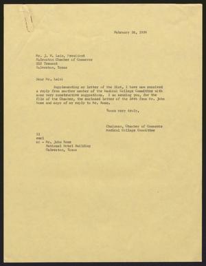 [Letter from I. H. Kempner to J. W. Lain, February 26, 1959]