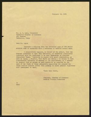 [Letter from Isaac H. Kempner to J. W. Lain, February 13, 1959]