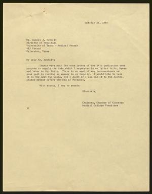 [Letter from Isaac H. Kempner to Daniel J. Bobbitt, October 26, 1960]