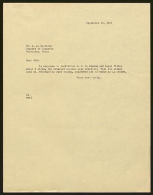 [Letter from Isaac H. Kempner to E. S. Holliday, September 15, 1960]