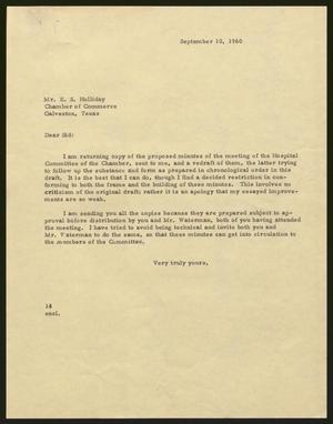 [Letter from I. H. Kempner to E. S. Holliday, September 10, 1960]