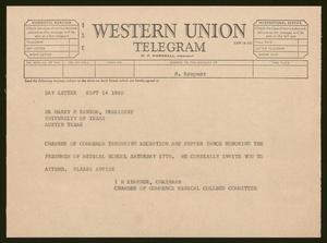 [Telegram from I. H. Kempner to Dr. Harry H. Ransom, September 14, 1960]