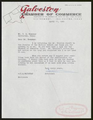 [Letter from T. A. Waterman to I. H. Kempner, April 11, 1960]