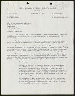 Primary view of object titled '[Letter from John B. Truslow to T. A. Waterman, November 20, 1959]'.