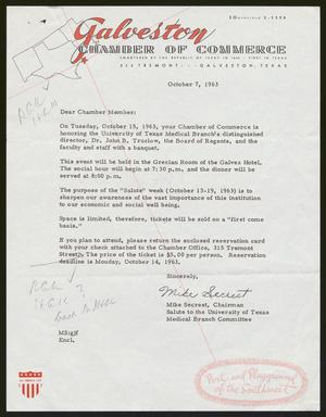 [Letter from Mike Secrest to the Galveston Chamber of Commerce, October 7, 1963]