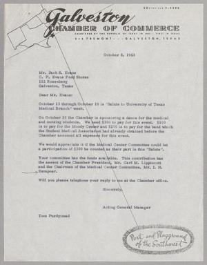 [Letter from Tom Purdy to Jack S. Evans, October 8, 1963]