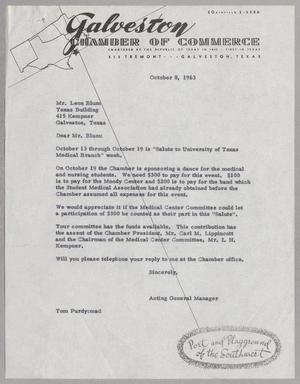 [Letter from Tom Purdy to Leon Blum, October 8, 1963]