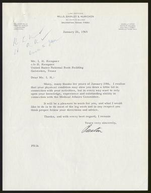 [Letter from Preston Shirley to I. H. Kempner, January 26, 1965]
