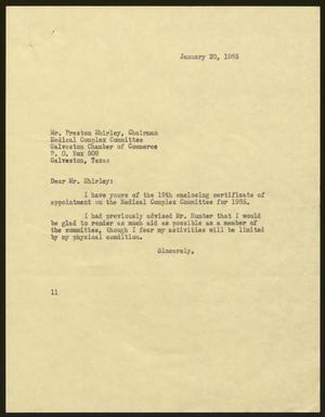 [Letter from I. H. Kempner to Preston Shirley, January 20, 1965]