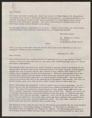 [Letter from Rabbi Maurice N. Eisendrath to Members of Congregation B'nai Israel, February 20, 1959, #2]